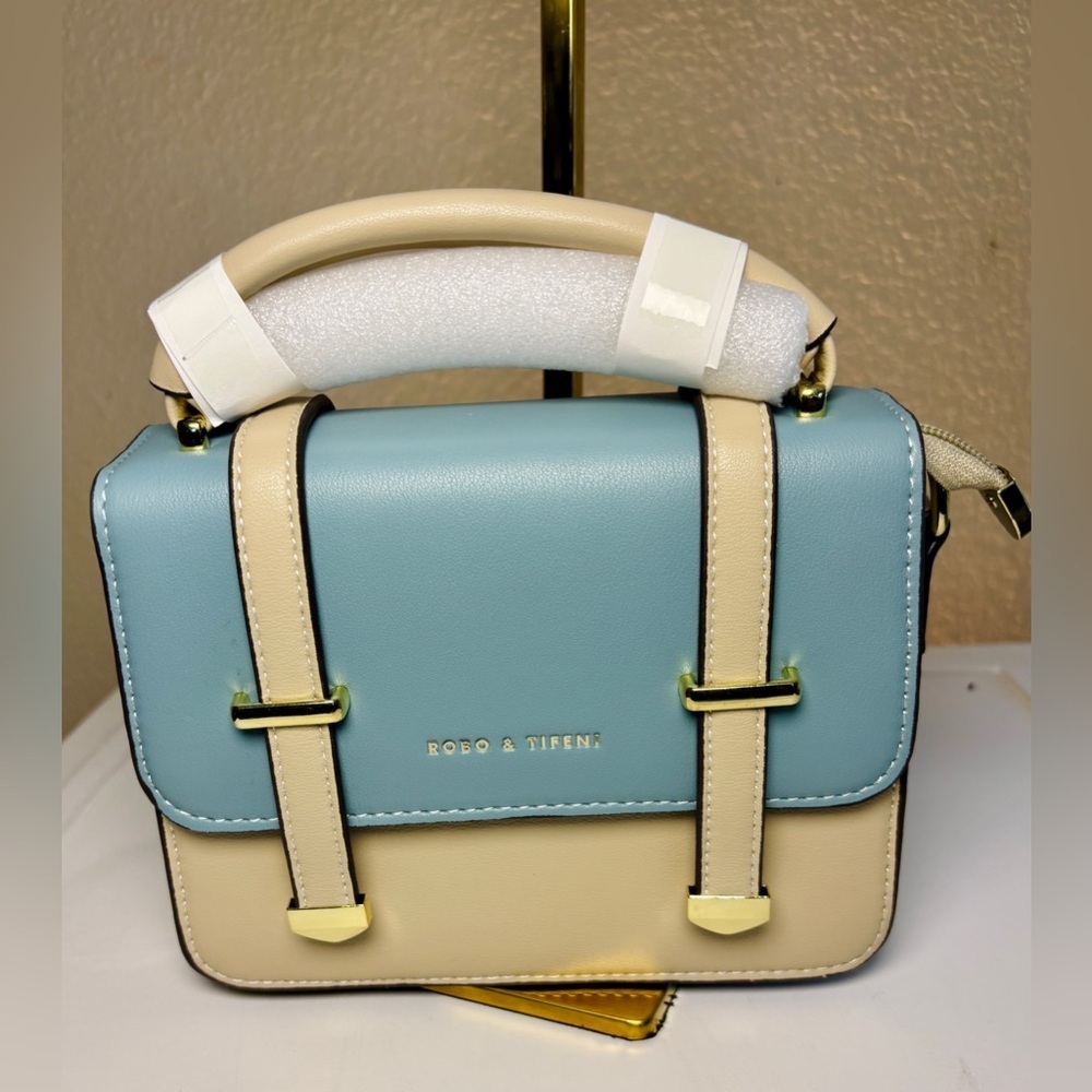 Chic Two-Tone Mini Satchel - Top Handle & Crossbody - Picture 9 of 16
